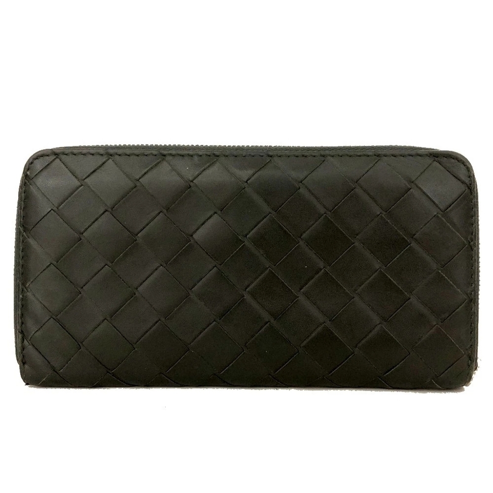 Bottega Veneta Intrecciato Zip Around Continental Wallet Camping Dark Khaki Gree